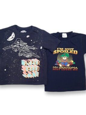 Bundle Of 2 Boys Tshirts Oshkosh Glow In The Dark Space Grandma Spoiled Tops